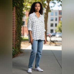 HARLOW Plaid Button Dowb Dress Shirt